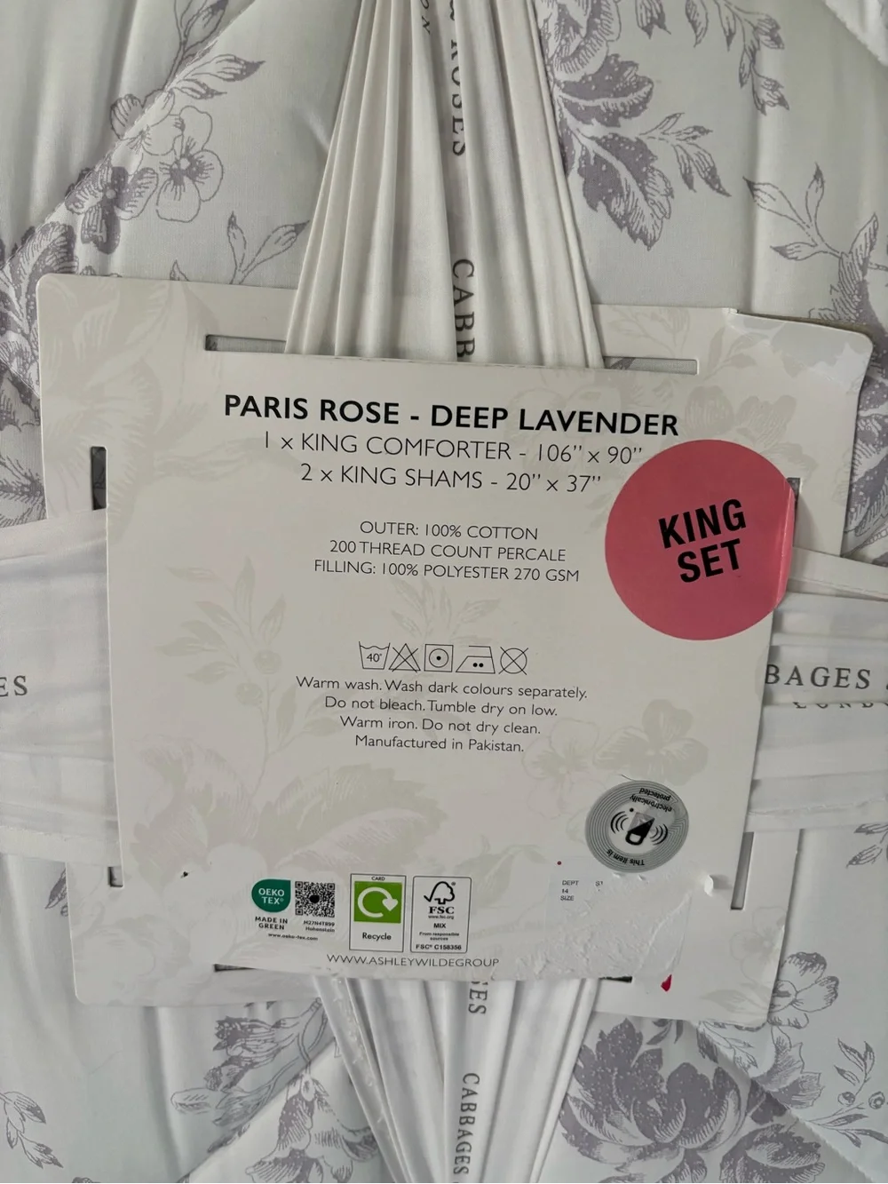 Cabbages & Roses King Comforter Set in Light Lavender Floral